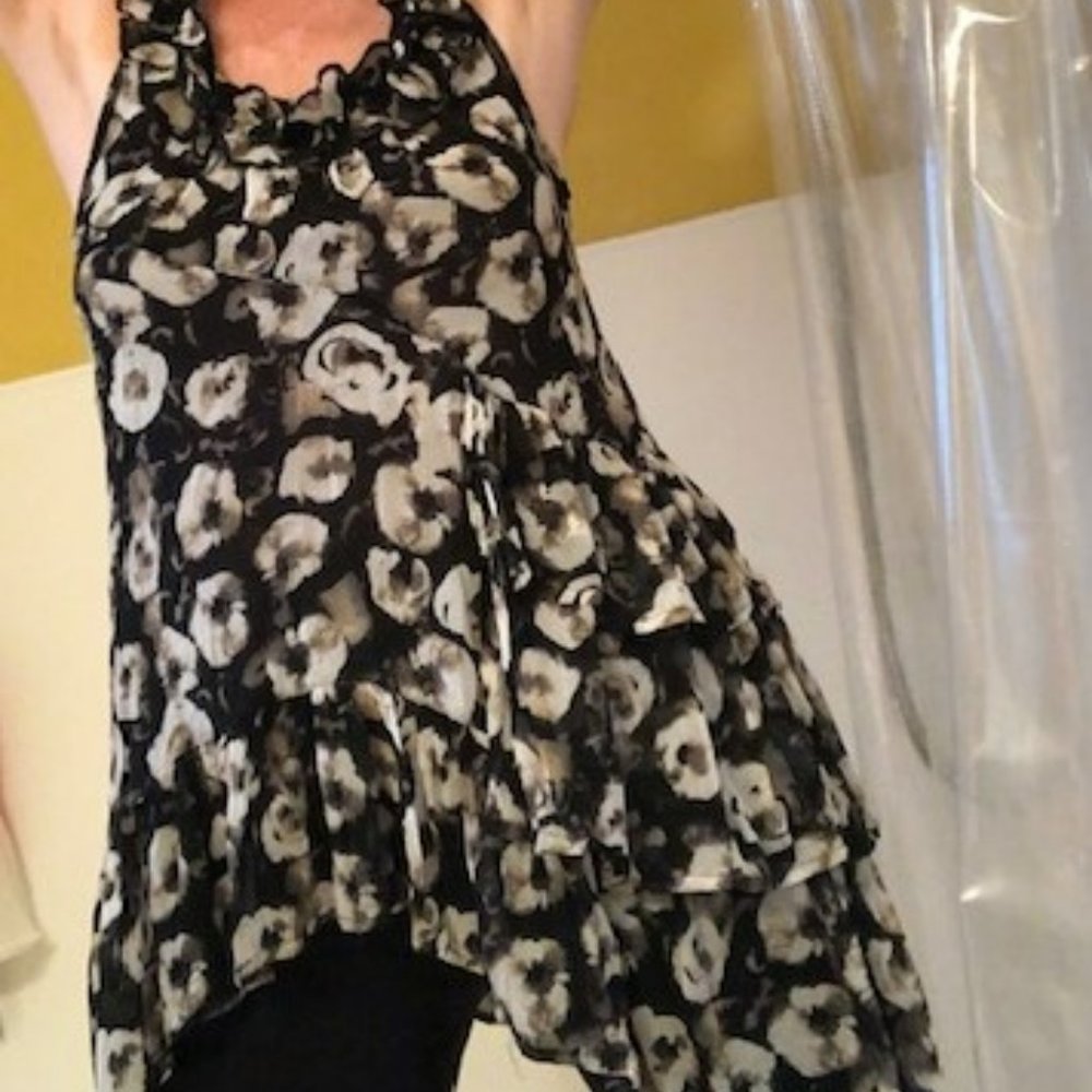 Hazel Black Flowered Asymmetrical Mini, size XS
